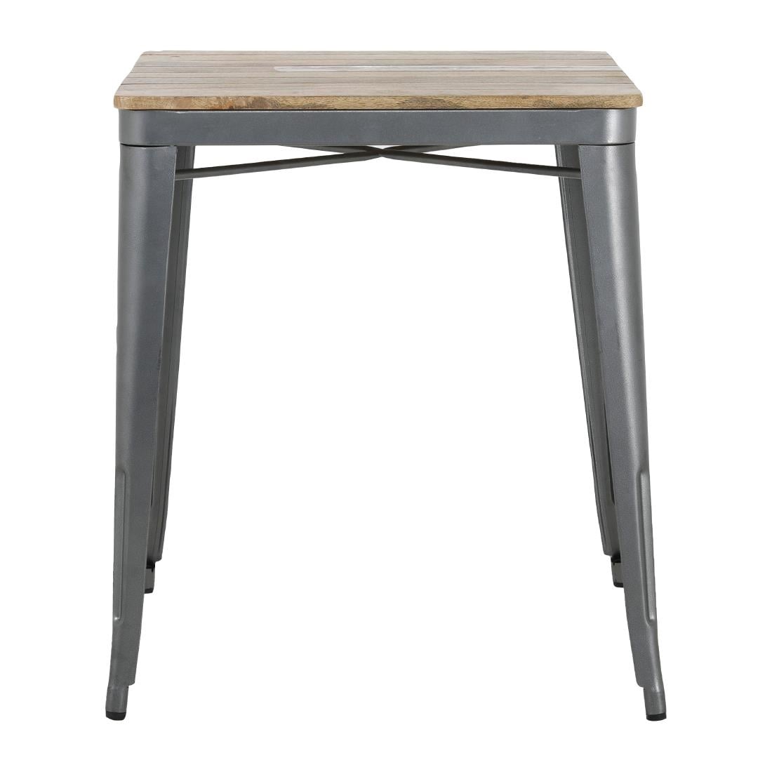 Bolero Bistro Esstisch Geschlitzte Mango Holzplatte Gewehrmetall Rahmen 650mm