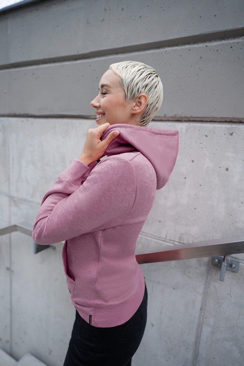 Damen Workwear Sweat Hoodie Soft-Face, aus nachhaltigem Material - Dunkelrosa - L