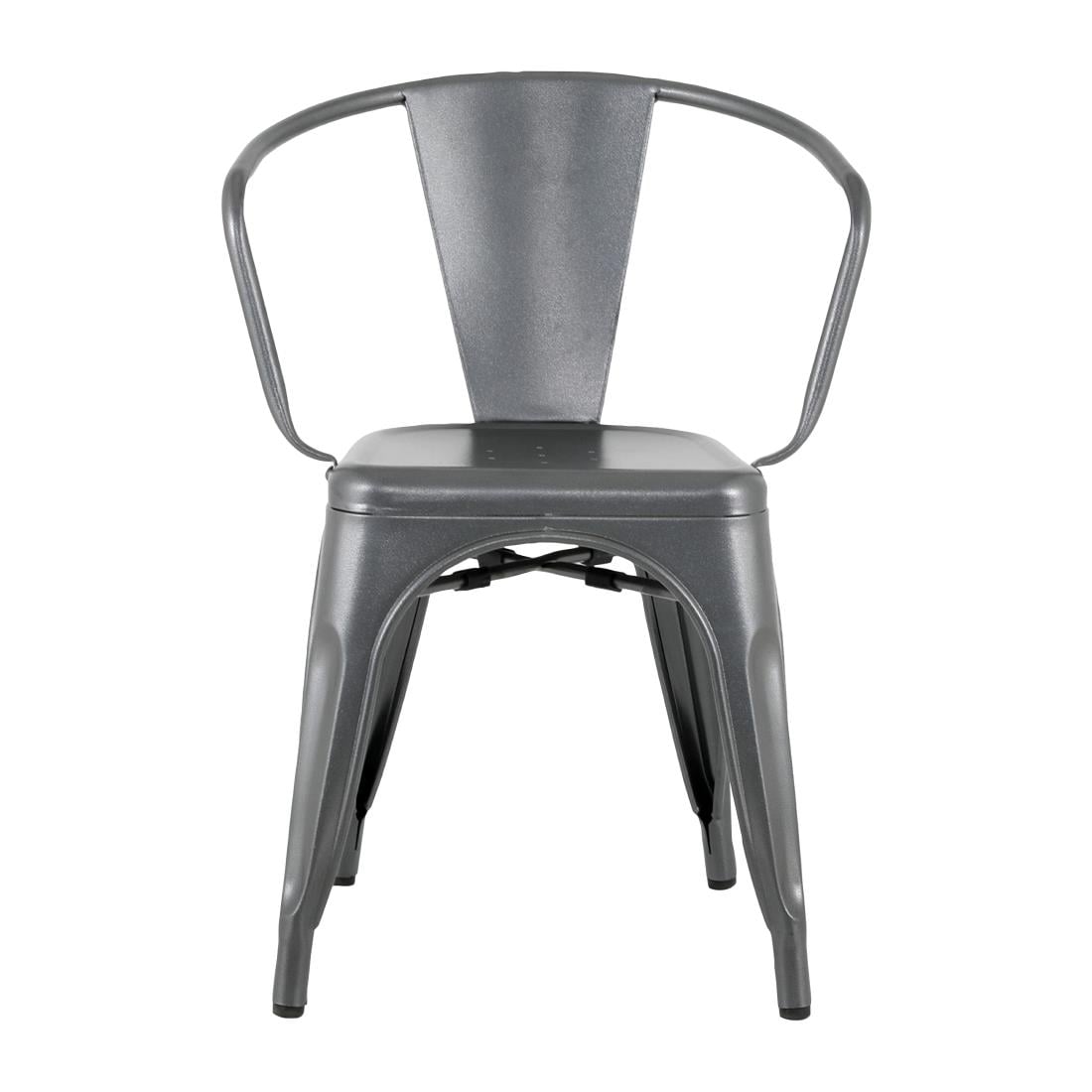 Bolero Bistro Curve Fauteuils Gunmetal (lot de 4)
