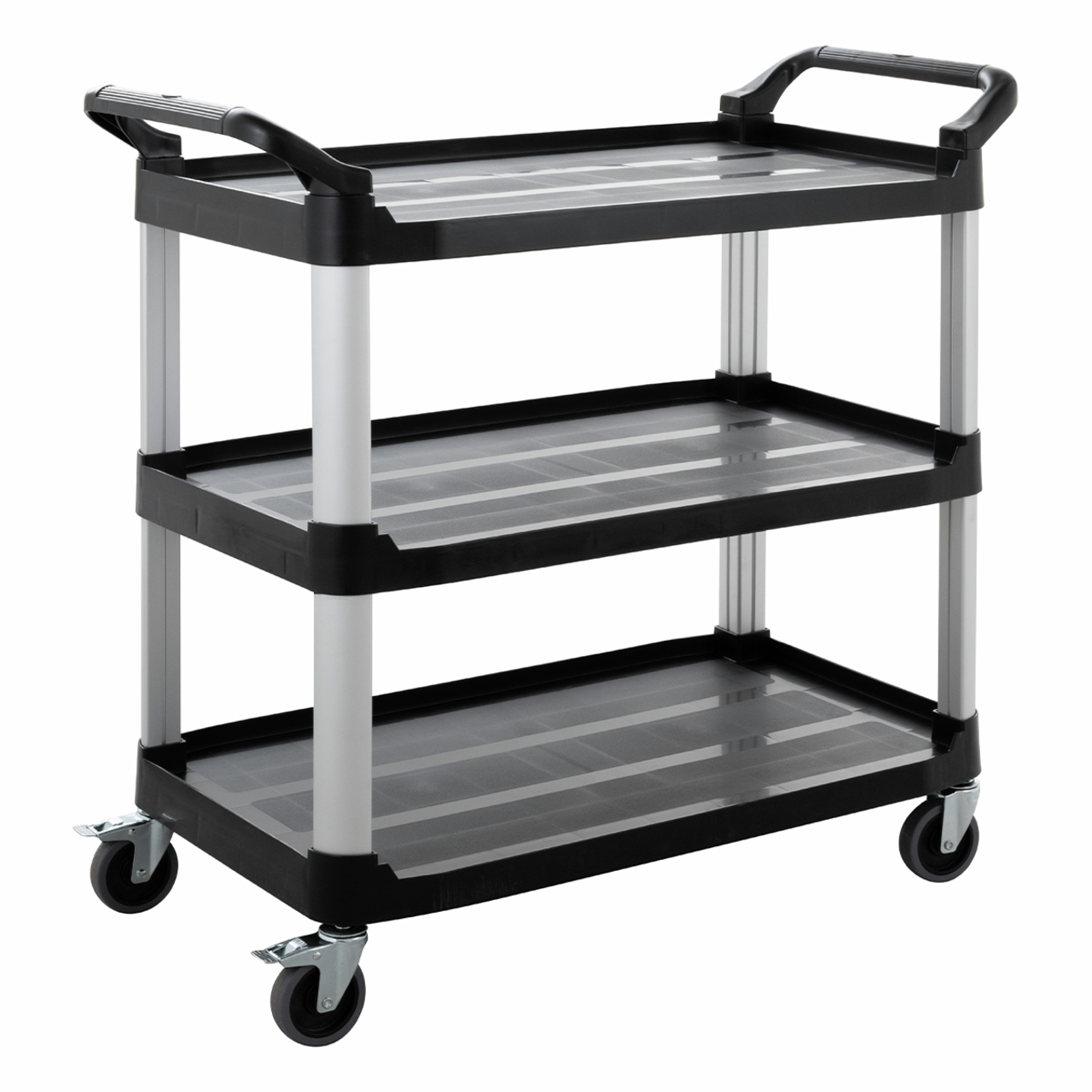 Grote polypropyleen serveerwagen met wielen, 3 niveaus, 102 x 50 x 96 cm