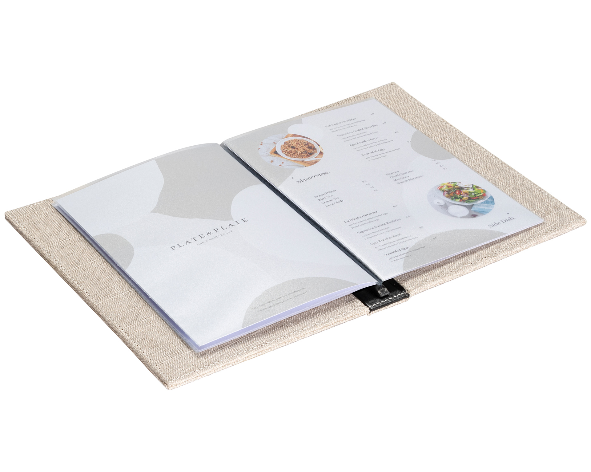 Menümappe Luxusleinen A5 - Beige