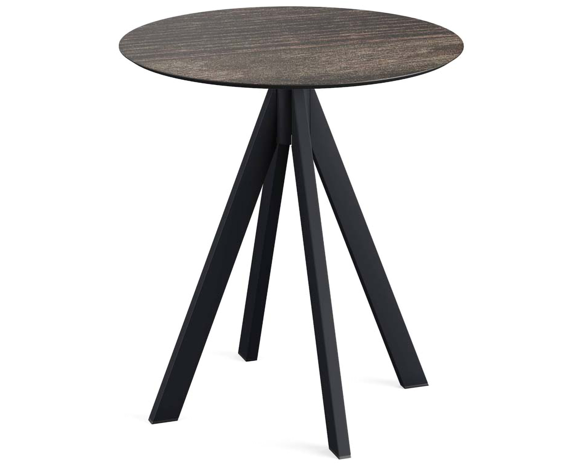 Infinity terrastafel zwart frame + Riverwashed Wood HPL tafelblad tafelblad Ø70cm