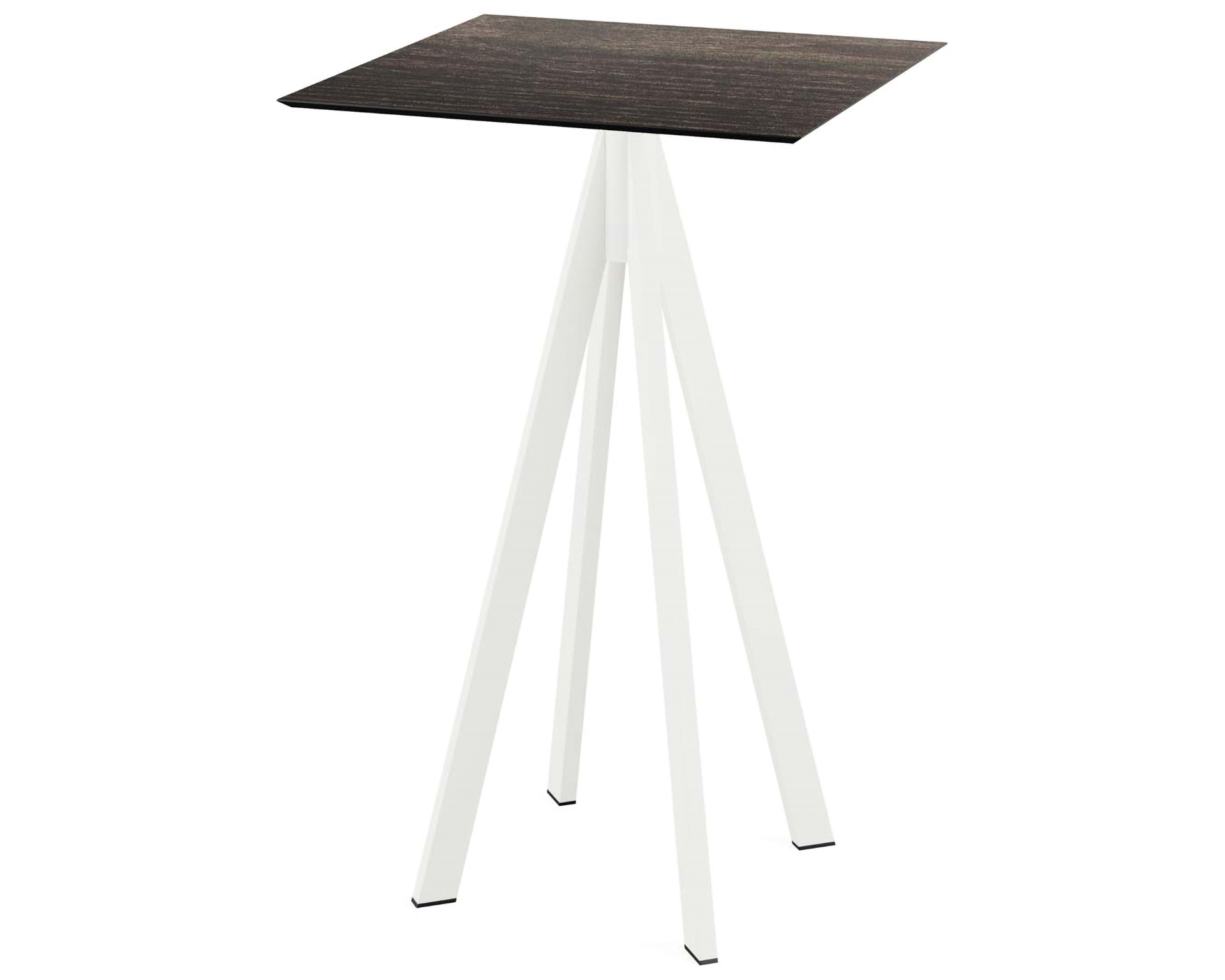 Table de bar Infinity piètement blanc + plateau HPL Riverwashed Wood 70x70cm