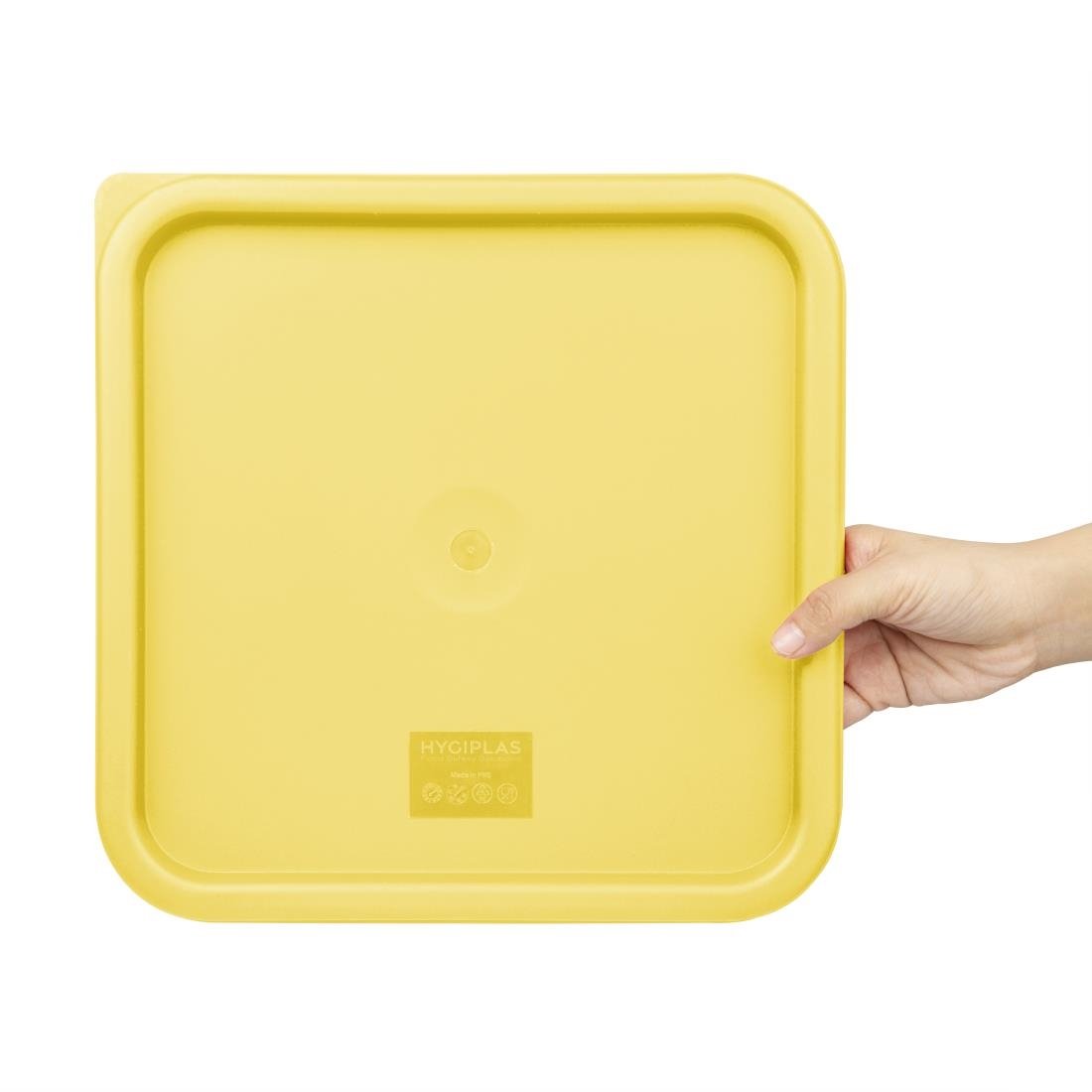 Grand couvercle carré pour boîte alimentaire Hygiplas jaune