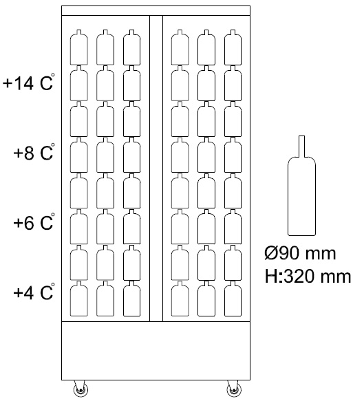 Weinkühlschrank | Geeignet für 112 Flaschen | 1000x660x(h)2060mm