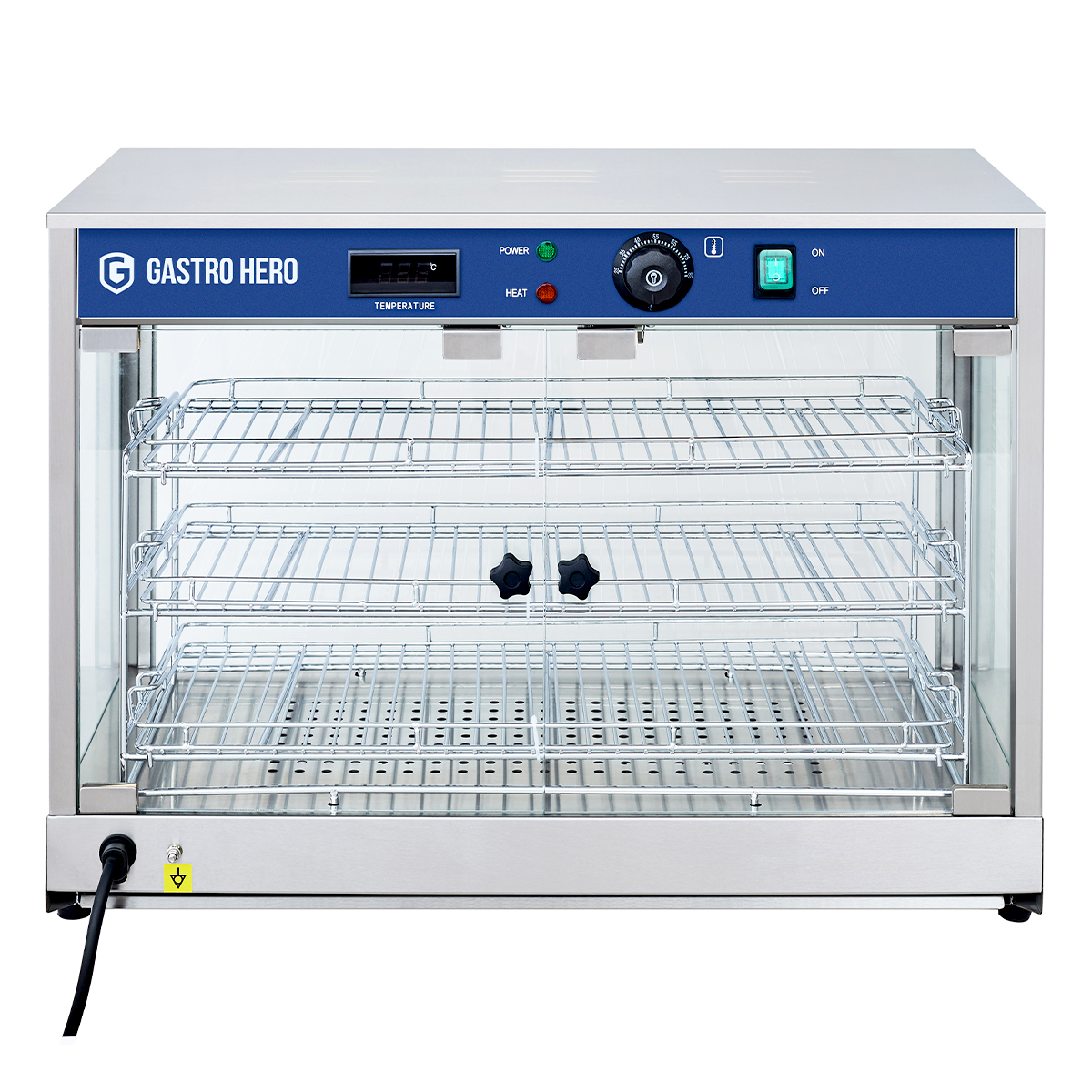 Vitrine chauffante ECO 700 | 3 étagères | Éclairage halogène | 30 à 85 °C