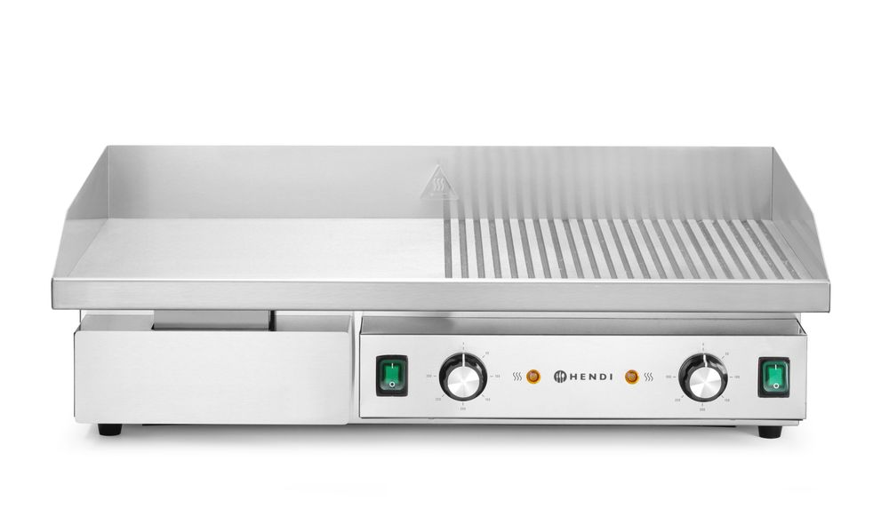 Grill - halb glatt - halb gerippt - 400V/4400W - 720x460x(H)241mm