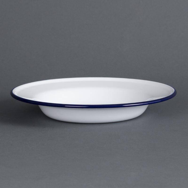 Suppenteller | 6 Stück | 24,5(Ø)cm | Weiß mit Blauem Rand