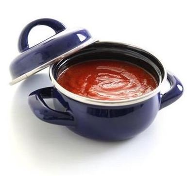 Marmite à Soupe ou à Sauce | avec Couvercle | Bleu | Emaillé | 0,3 Litre | Ø120x(h)95mm