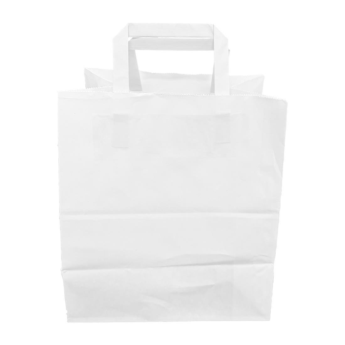 Fiesta Recycelbare Papiertragetaschen mit Flachgriff Weiß Groß (250 Stück)