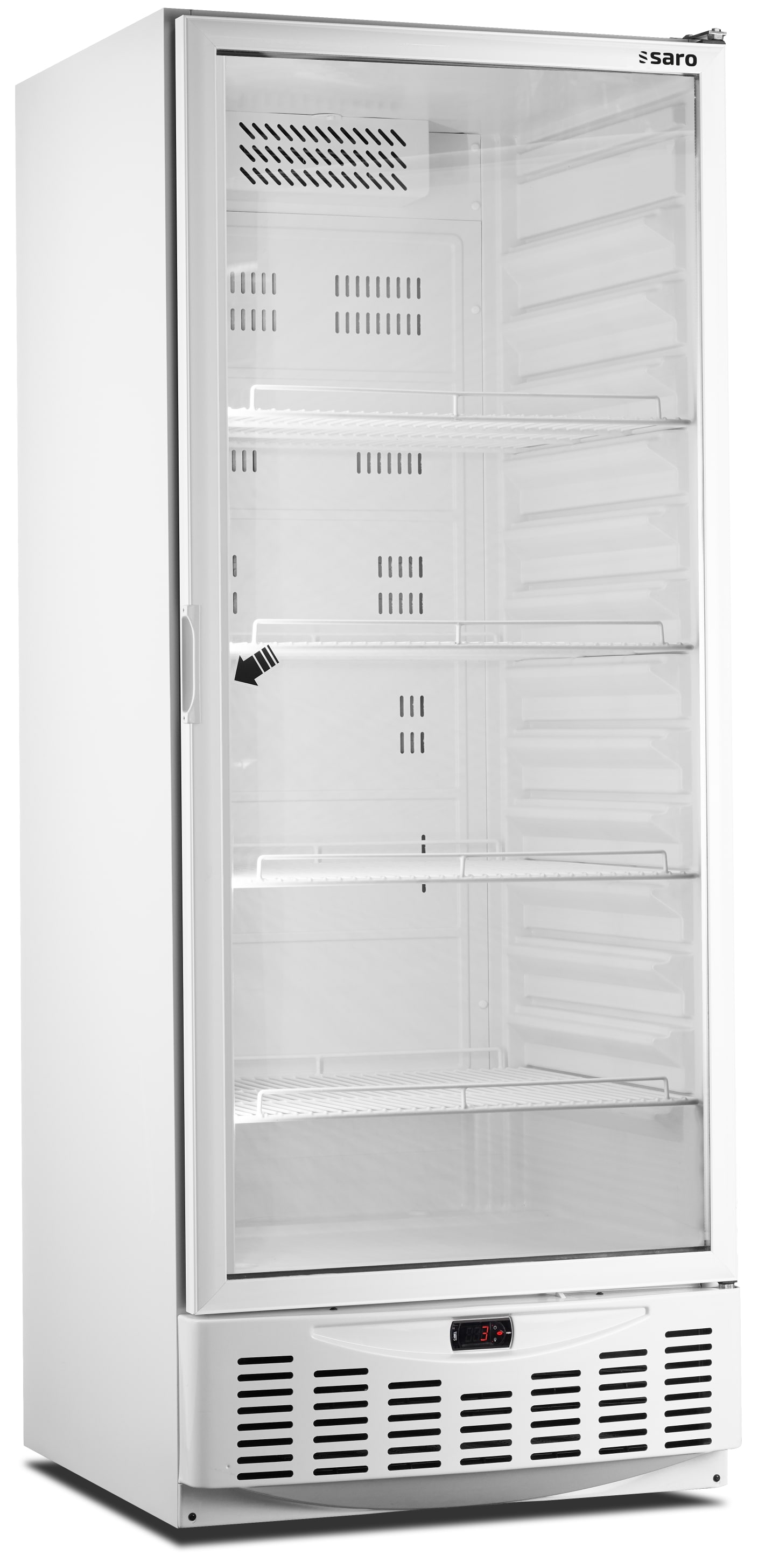 Réfrigérateur SARO, porte vitrée - blanc, modèle MM5 PV