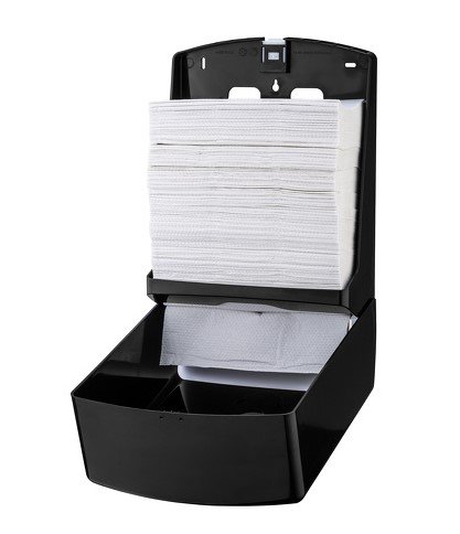 Handtuchspender Midi | Kunststoff schwarz | 400–600 Stück C- und Z-gefaltete Papierhandtücher
