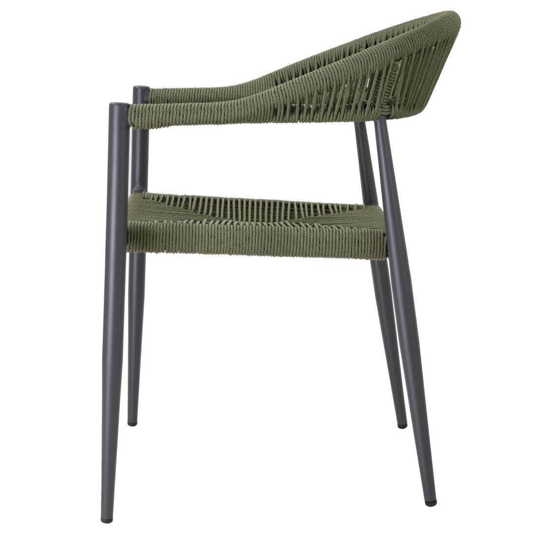 Bolero Eden PE gevlochten rattan outdoor armstoelen groen (4 stuks)