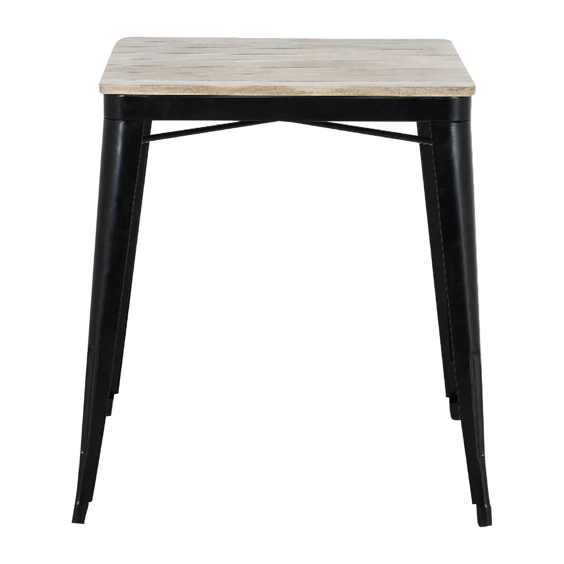 Bolero Bistro Esstisch Geschlitzte Mangoholzplatte Schwarzes Gestell 650mm