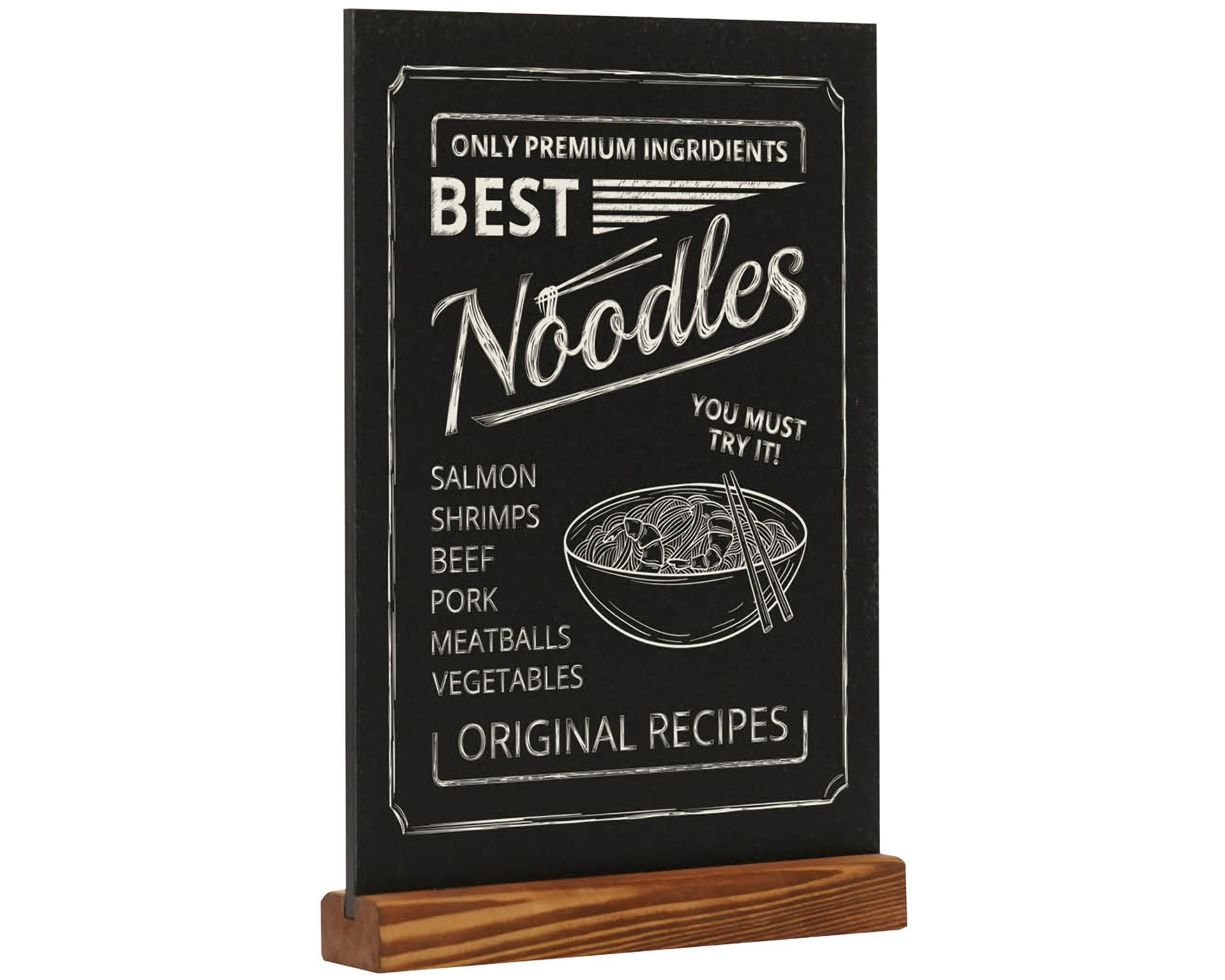 Tableau noir A4 format portrait - socle bois de pin