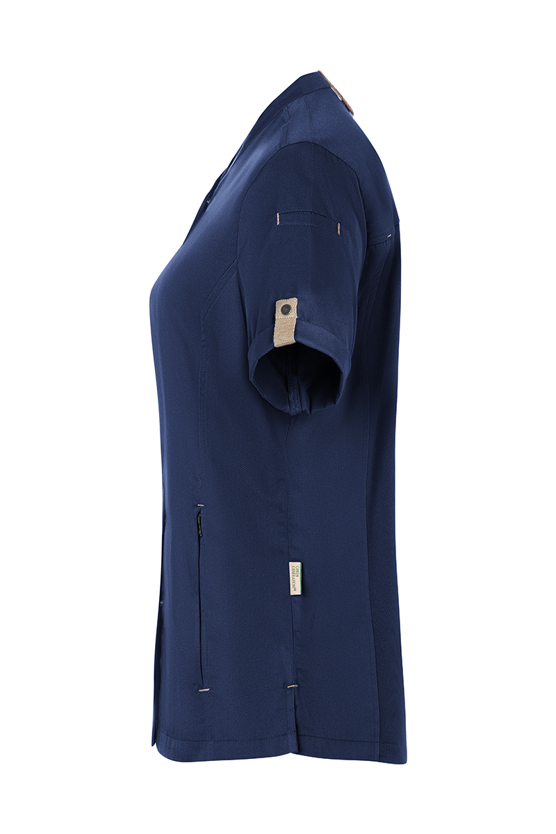 Veste de cuisine pour femme á manches courtes Green-Generation, en matériau durable, - Bleu Acier - 34