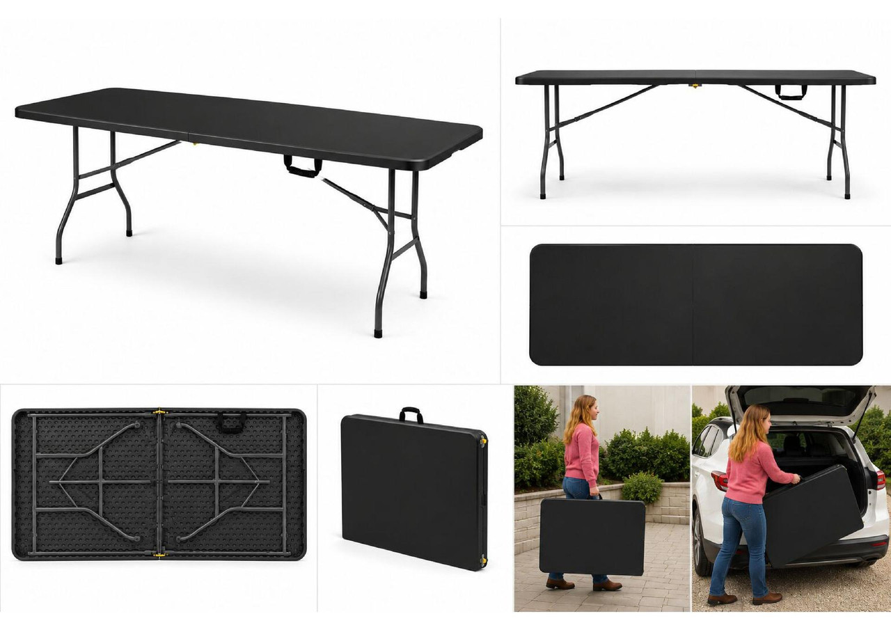Table pliante noire – 1800x740x(h)740mm