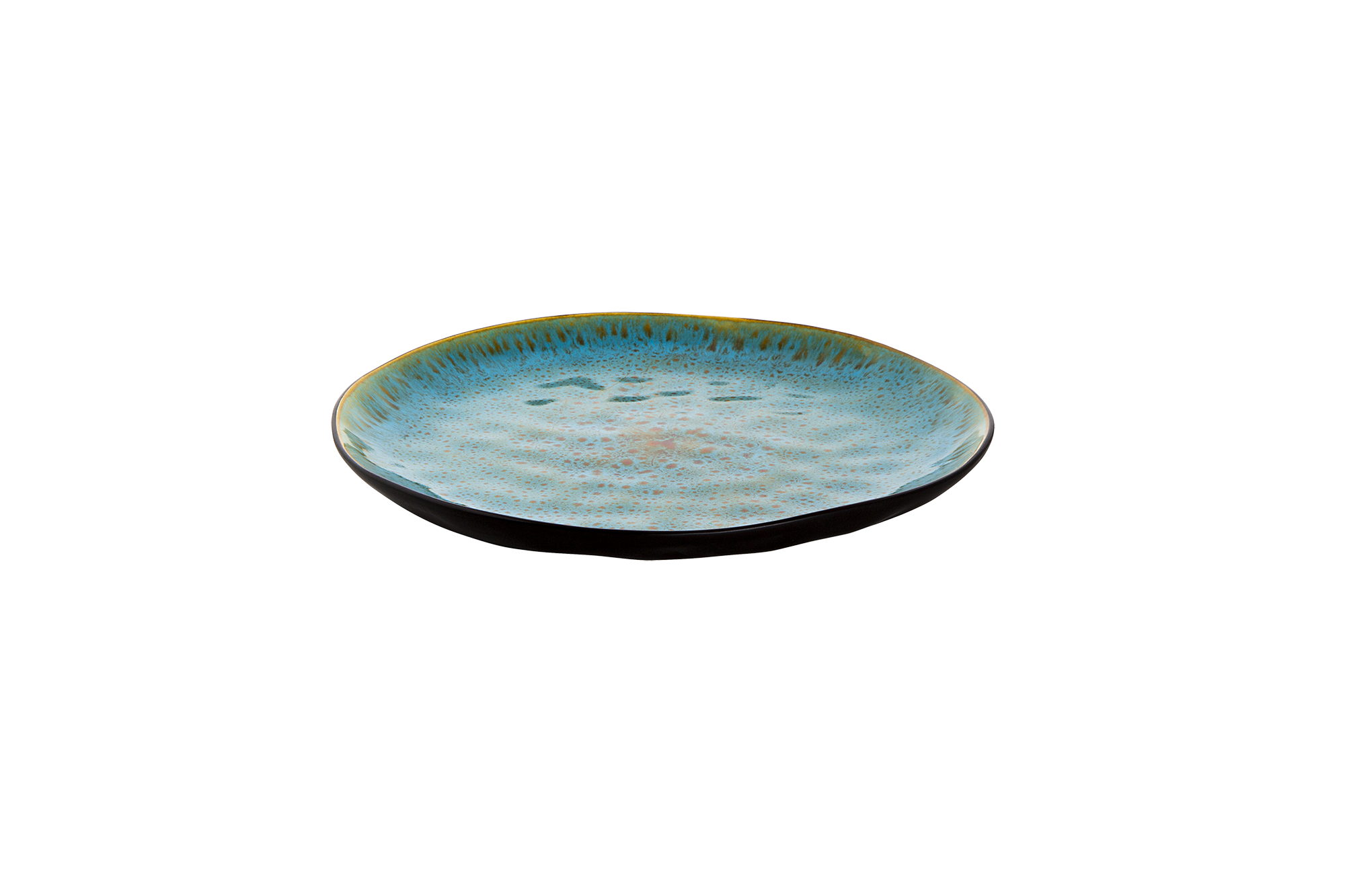 Bord Lotus 27.5 cm Turquoise Zwart Stoneware