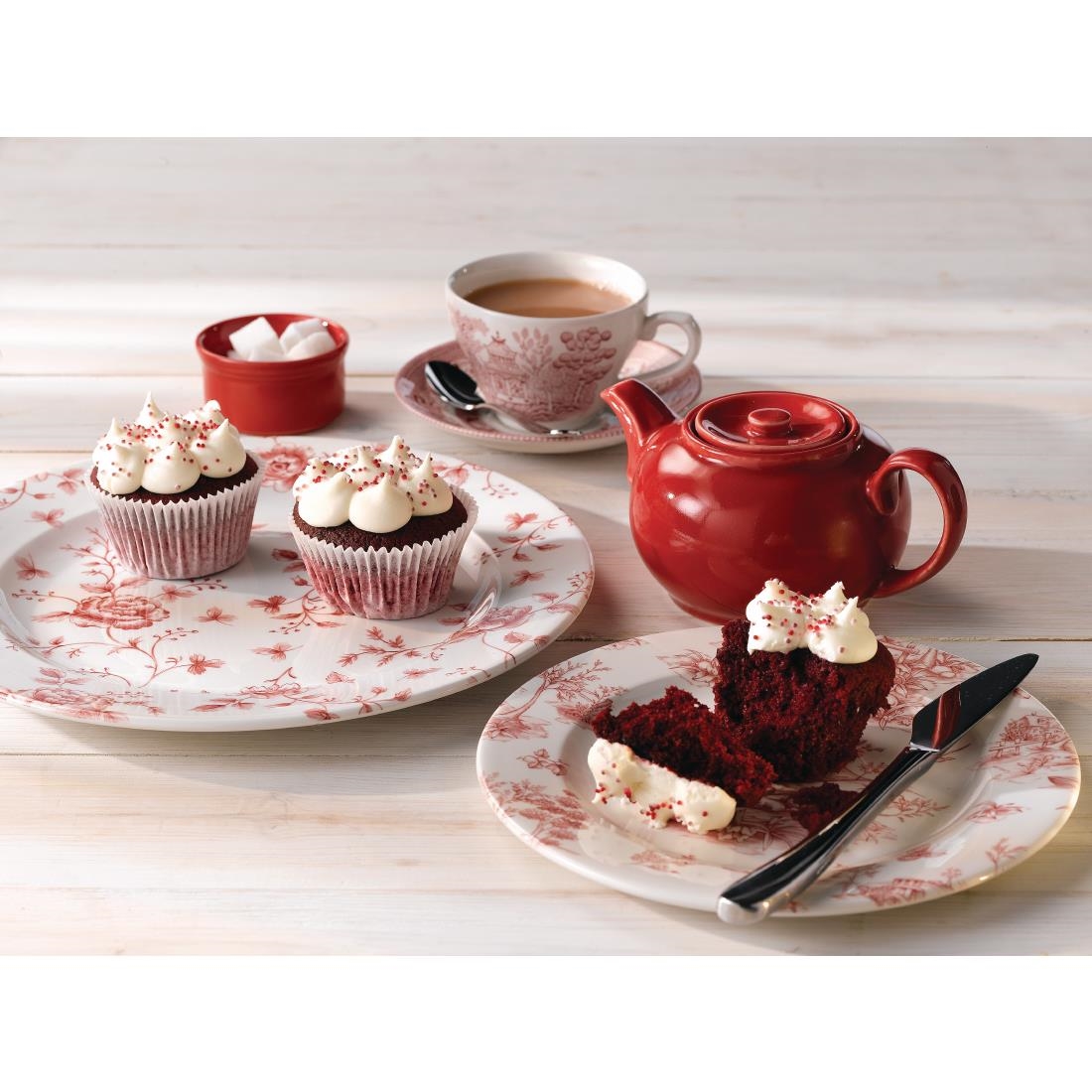 Churchill Rose Chintz Cranberry bord 16.5 cm pak van 6