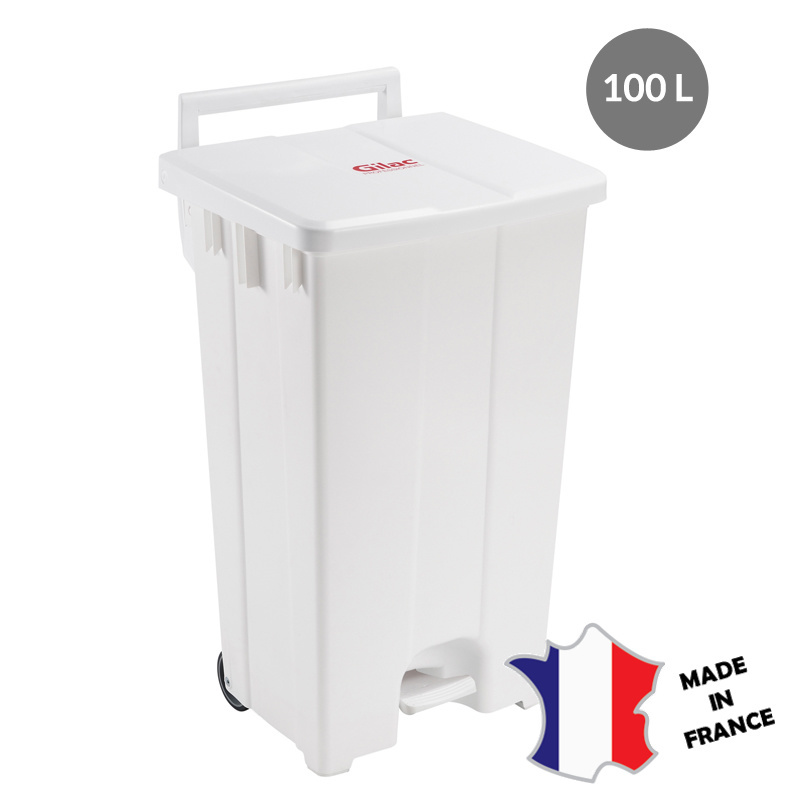 Collecteur à pédale 100 L - couvercle blanc - 515(l)x477x925mm