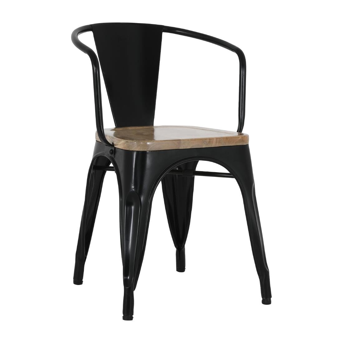 Bolero Bistro Curve Sessel Mit Mangoholz-Sitzauflage Schwarz (4 Stück)