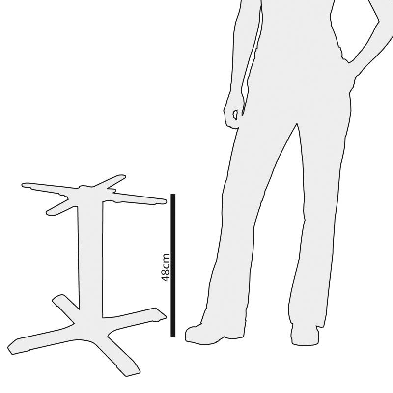 Tafelpoot Gietijzer - Vierkant - Laag 48cm - voor tafelbladen tot 800mm Ø of (B)
