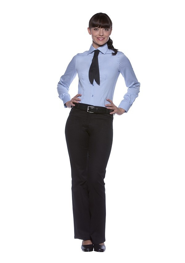 Damenbluse Mia Hellblau | 49% Polyester / 49% Baumwolle / 2% Elastolefin | Erhältlich in 10 Größen