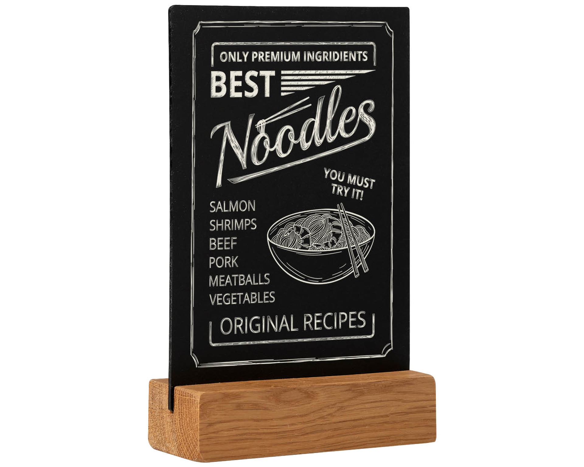 Krijtbord A6 staand - Voet eikenhout