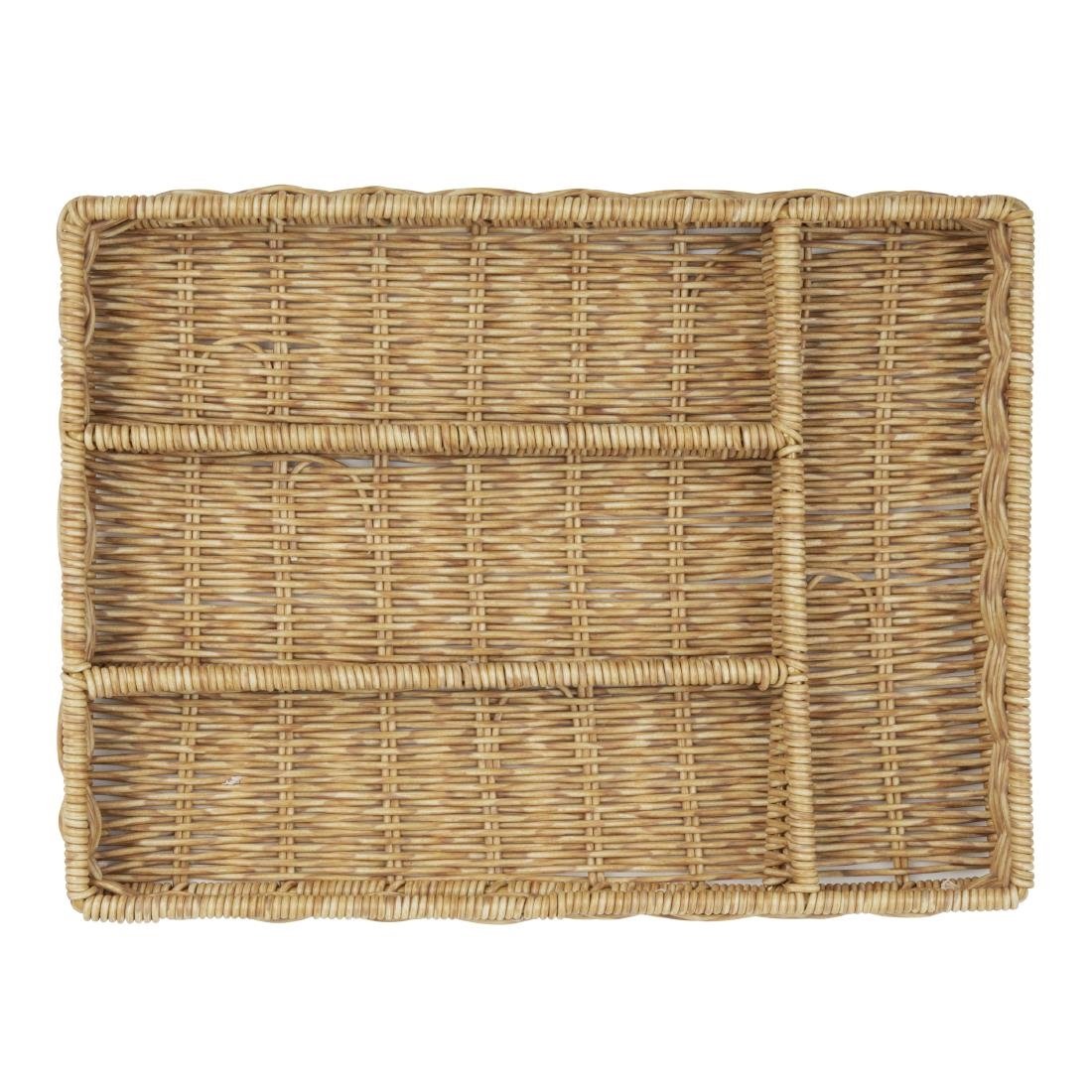 Bac à couverts en polyrotin Olympia marron clair 340x250 mm