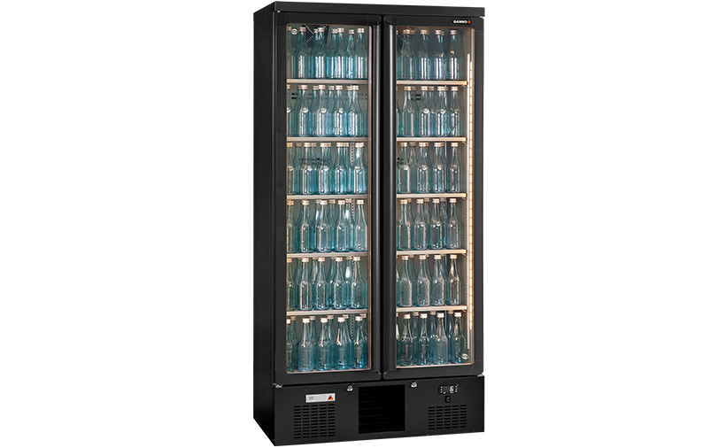 Flaschenkühlschrank 2 Glastüren Anthrazit | Gamko MG3/500G | 900x530x(H)1800/1825mm