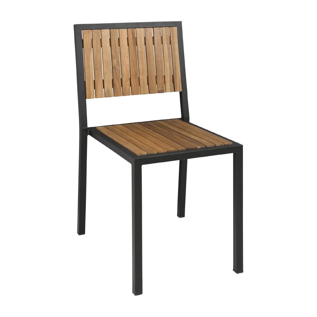 Akazienholz Stühle mit Stahlgehäuse | 450 x 530 x (H) 860 mm | 4 Stück