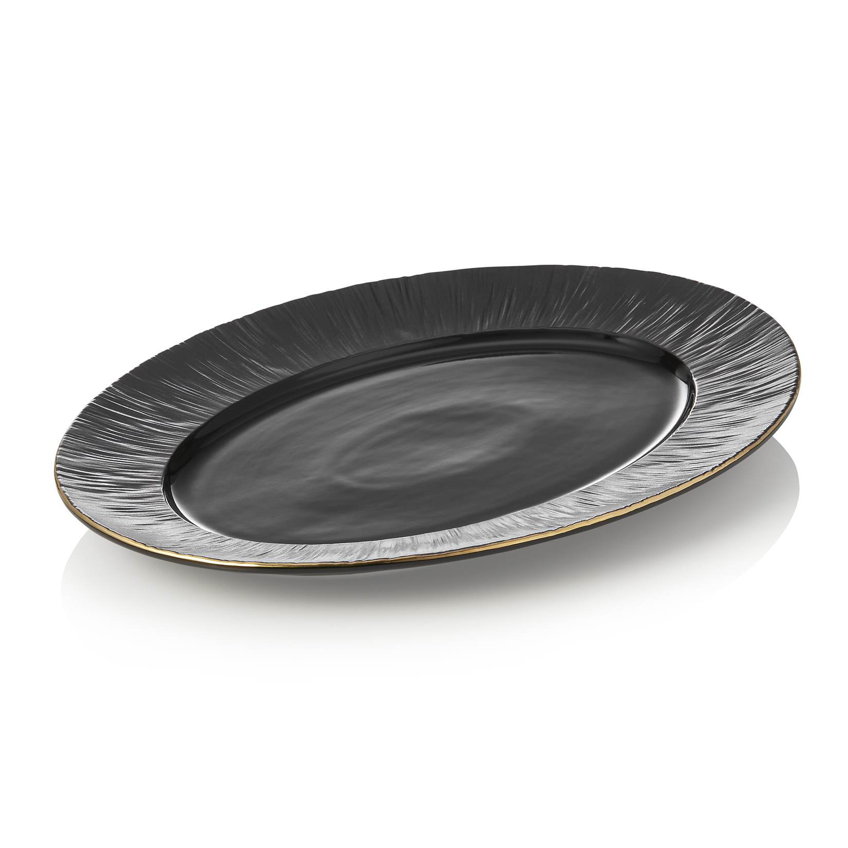 Bordenset MAYA KURO, 33 x 24,5 cm, zwart, Set van 2 stuks, porselein