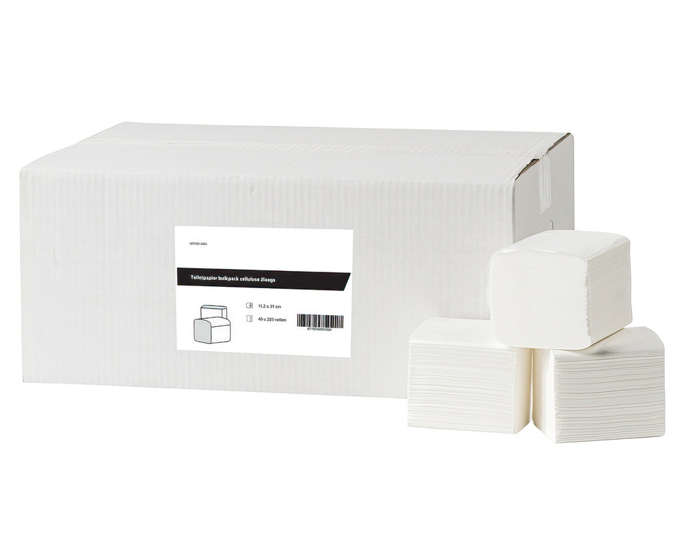 Toilettenpapier Zellstoff 2-lagig - 11,2x21cm - 40x 225 Blatt im Karton