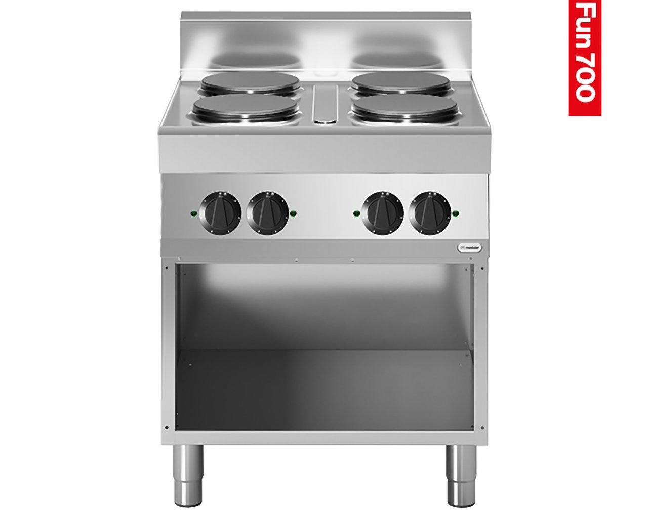 Cuisinière électrique Modulaire - Meuble bas ouvert - 4 zones de cuisson 400V - 70x70x99cm