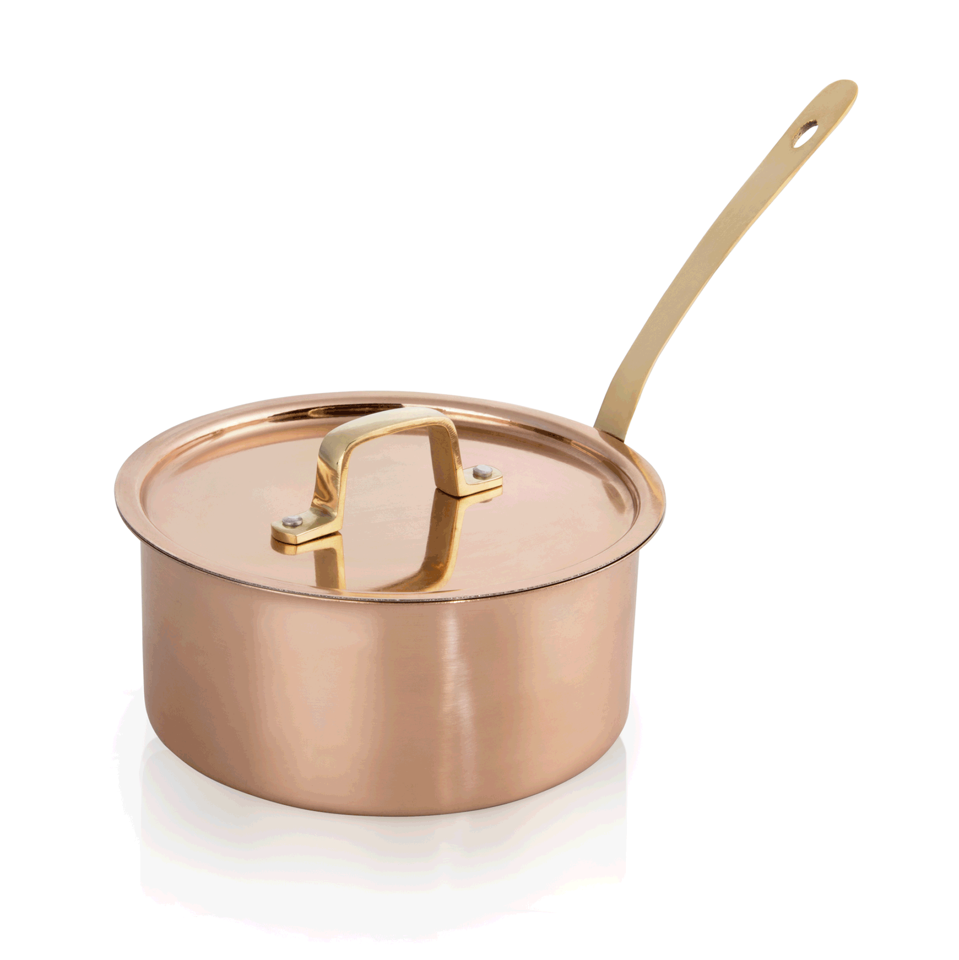 Serveerkasserol STEEL & STYLE AMBER, met deksel, Ø 16 cm, 1,7 liter, koper, messing, roestvrij staal