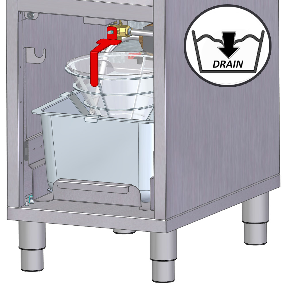 Elektrische Fritteuse mit Filtersystem, 1 Behälter 16 Liter, auf Möbel