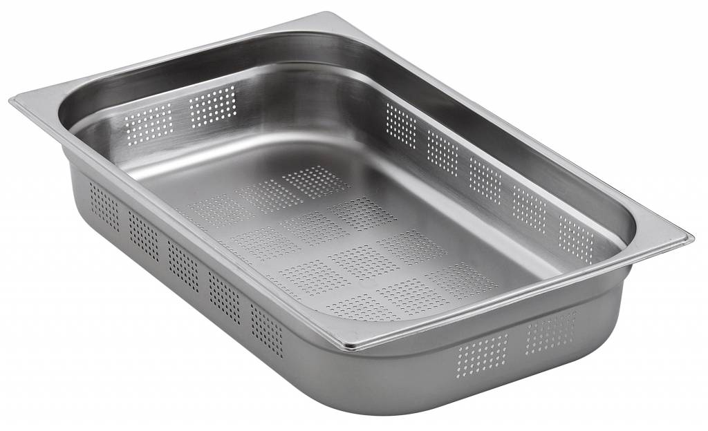 Bac Gastro Inox AISI 304 GN 2/3 – Dimensions 355 X 325 X 65 Mm – Capacité 5,8 L – Épaisseur 0,7 Mm – Empilable & Facile à Nettoyer
