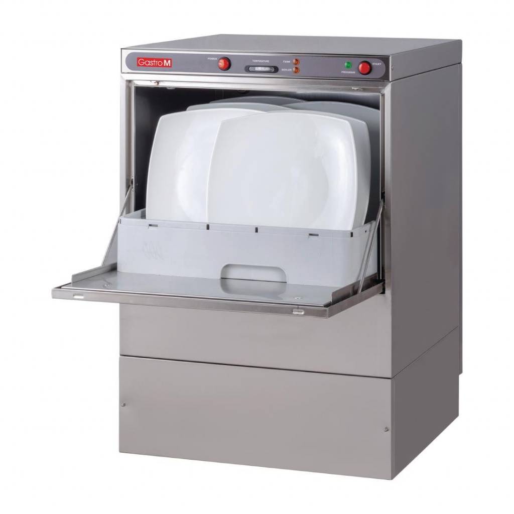 Lave-Vaisselle Gastro M | 50x50cm | 230V | Pompe de Vidange | Doseur Détergent | 600x570x830(h)mm