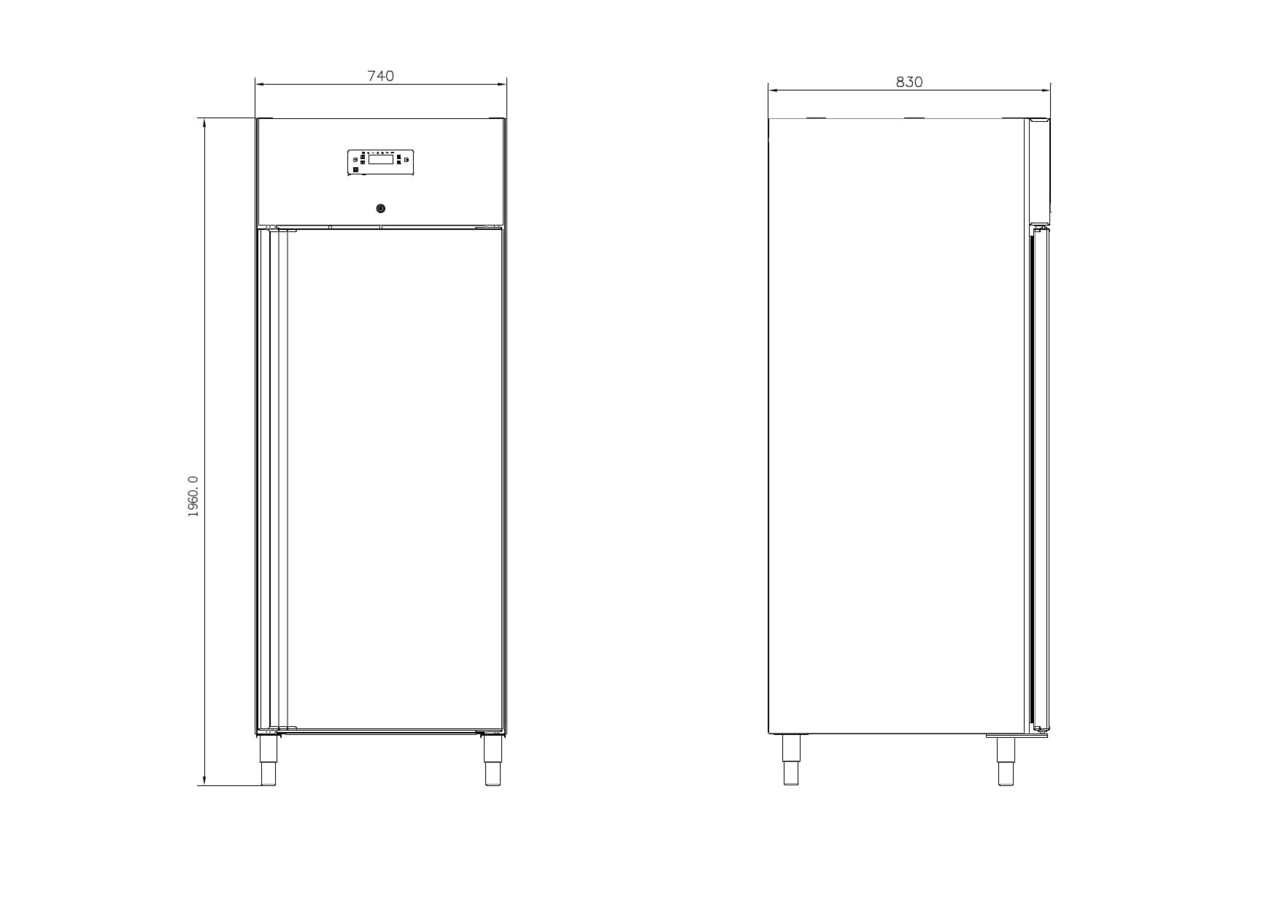 Armoire de congélation ECO 700 GN 2/1 Monobloc, volume utile 616 litres, 3 grilles réglables, construction robuste, inox