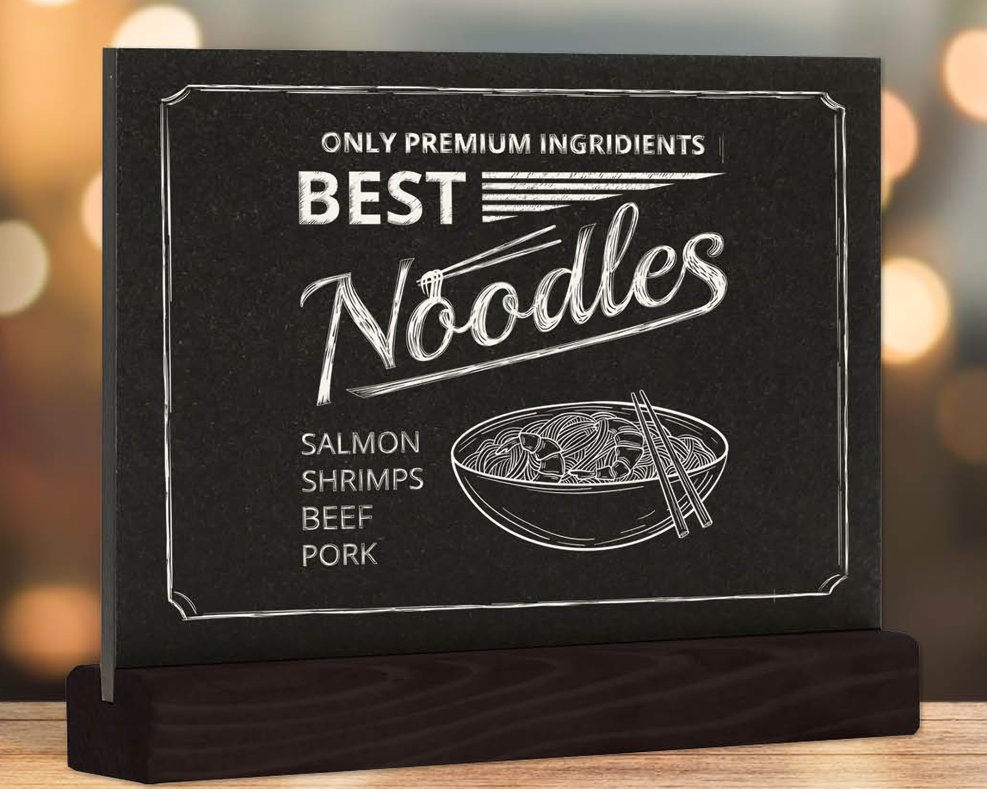 Krijtbord A5 liggend - Voet zwart