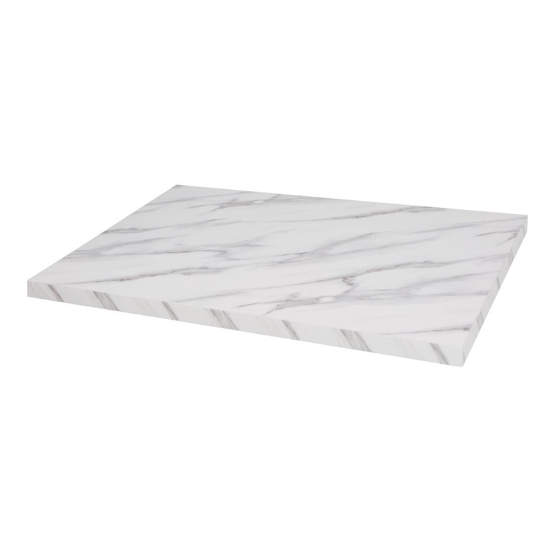 Plateau de table rectangulaire pré-percé Bolero effet marbre 1100 x 700 mm