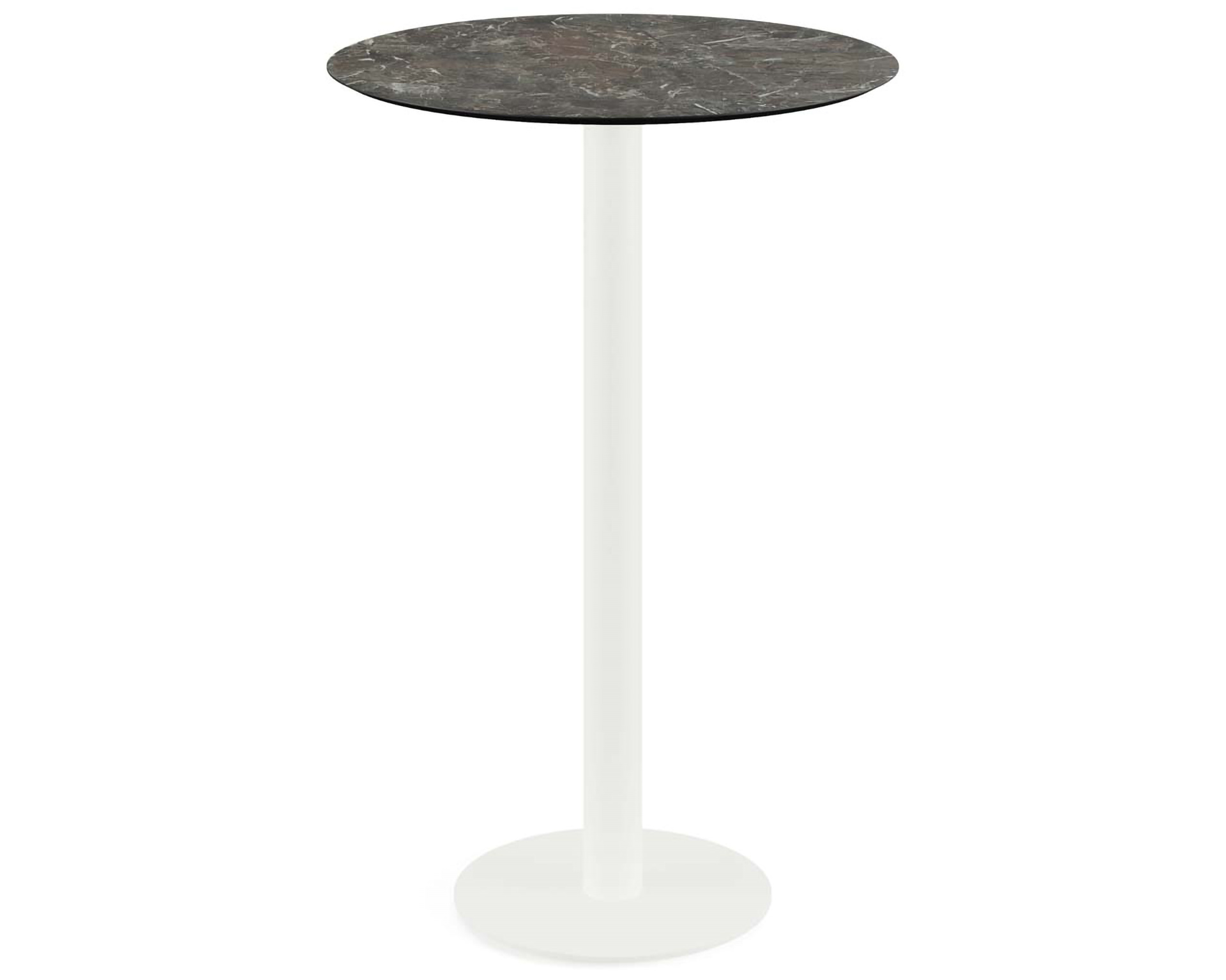 Table de bar Urban piètement blanc + plateau HPL Galaxy Marble Ø70cm