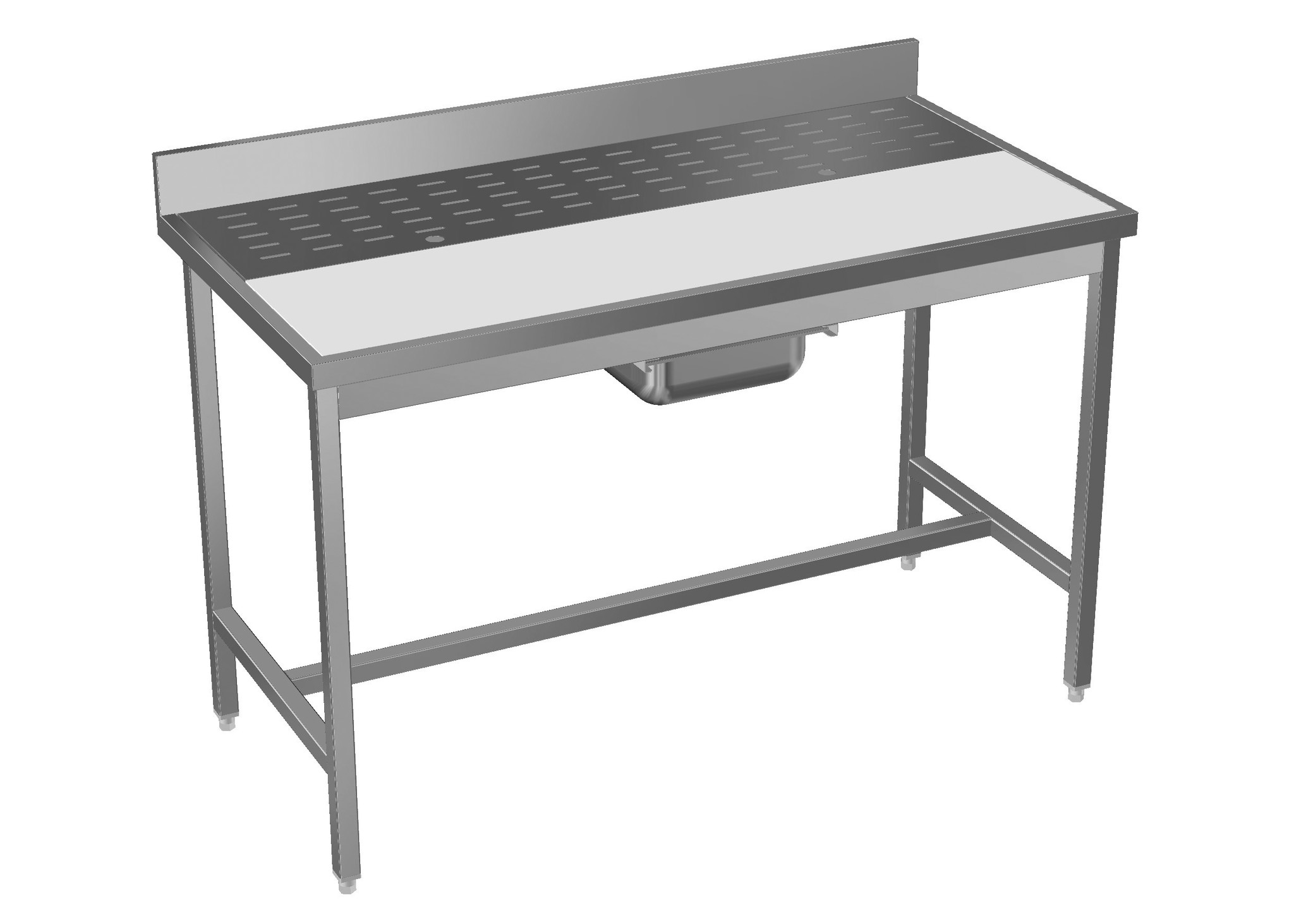 Table tradition de dessouvidage mixte - Inox - Grille inox + plaque poly - 1400(l)x700x900mm