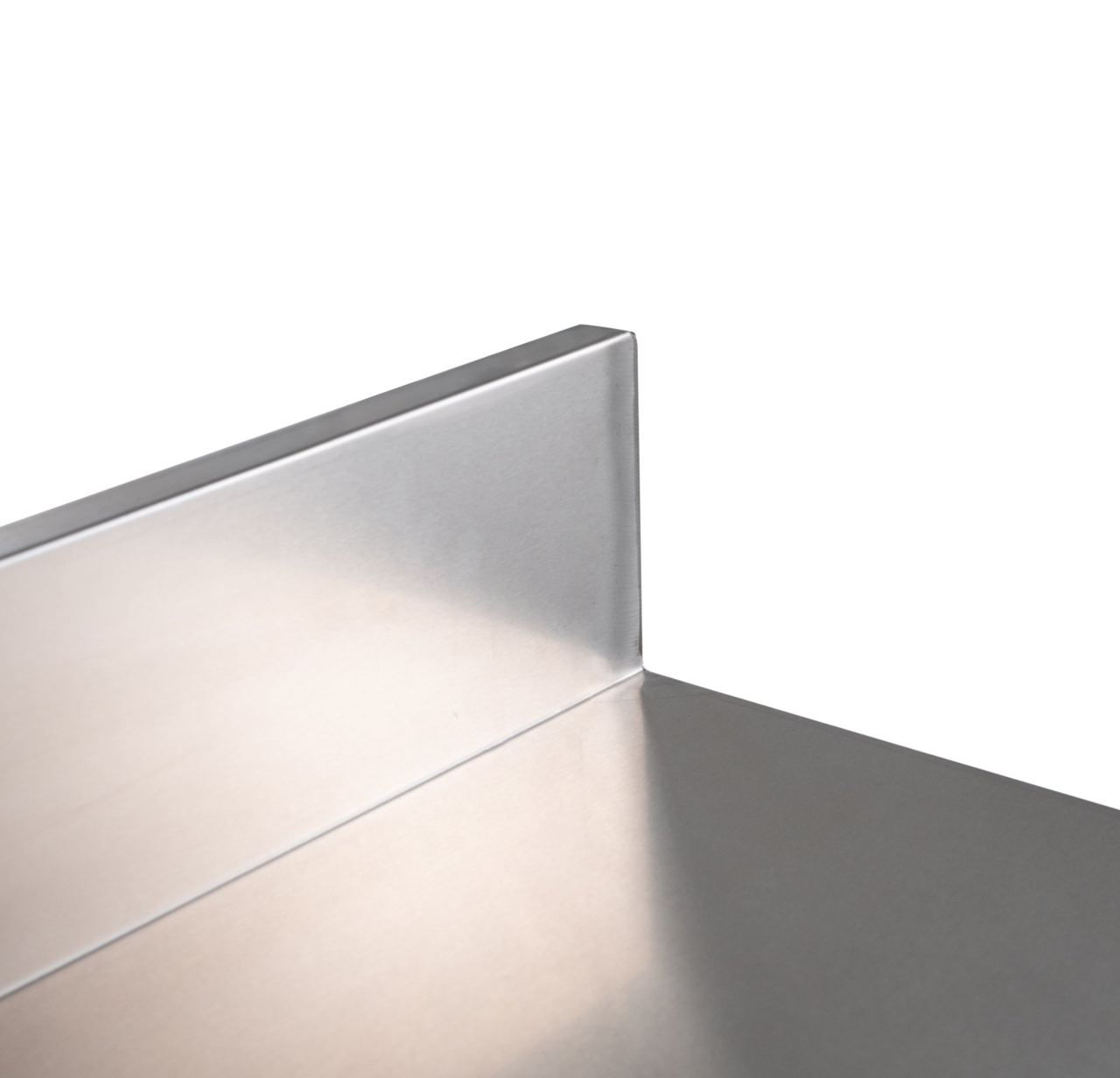 Table de travail en inox Basic 20x7 avec étagère inférieure et dosseret, à monter soi-même