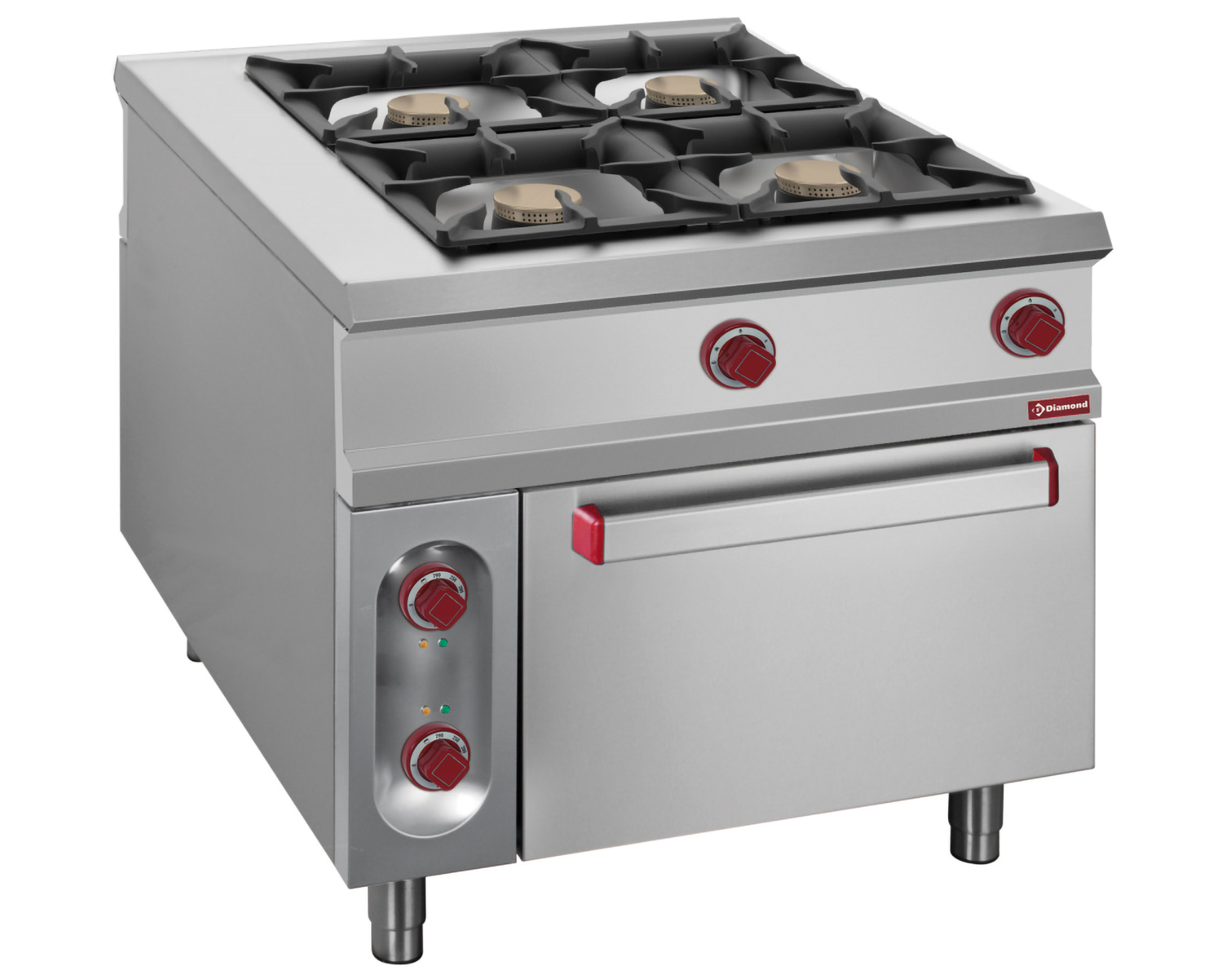 Pass-Through gasfornuis met 4 branders - Elektrische oven 2/1GN - 400V