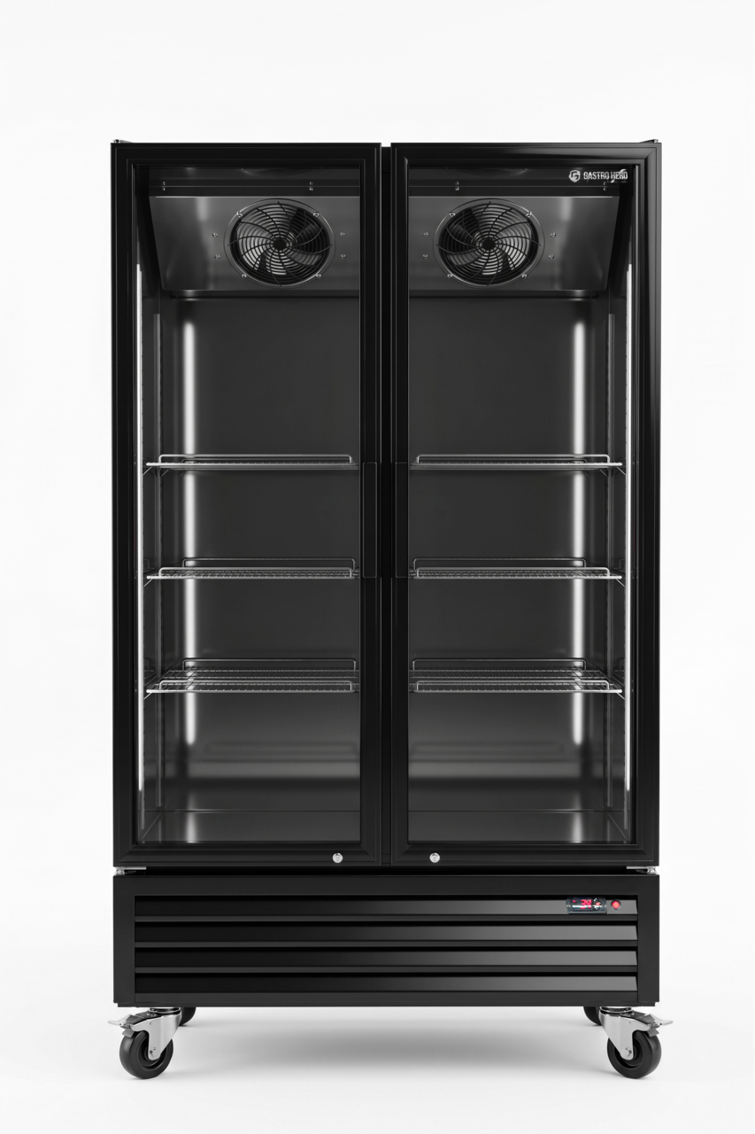Drankenkoelkast ECO 1000 met klapdeuren | 984 Liter | 0 tot +10 °C | Zwart | Afsluitbaar