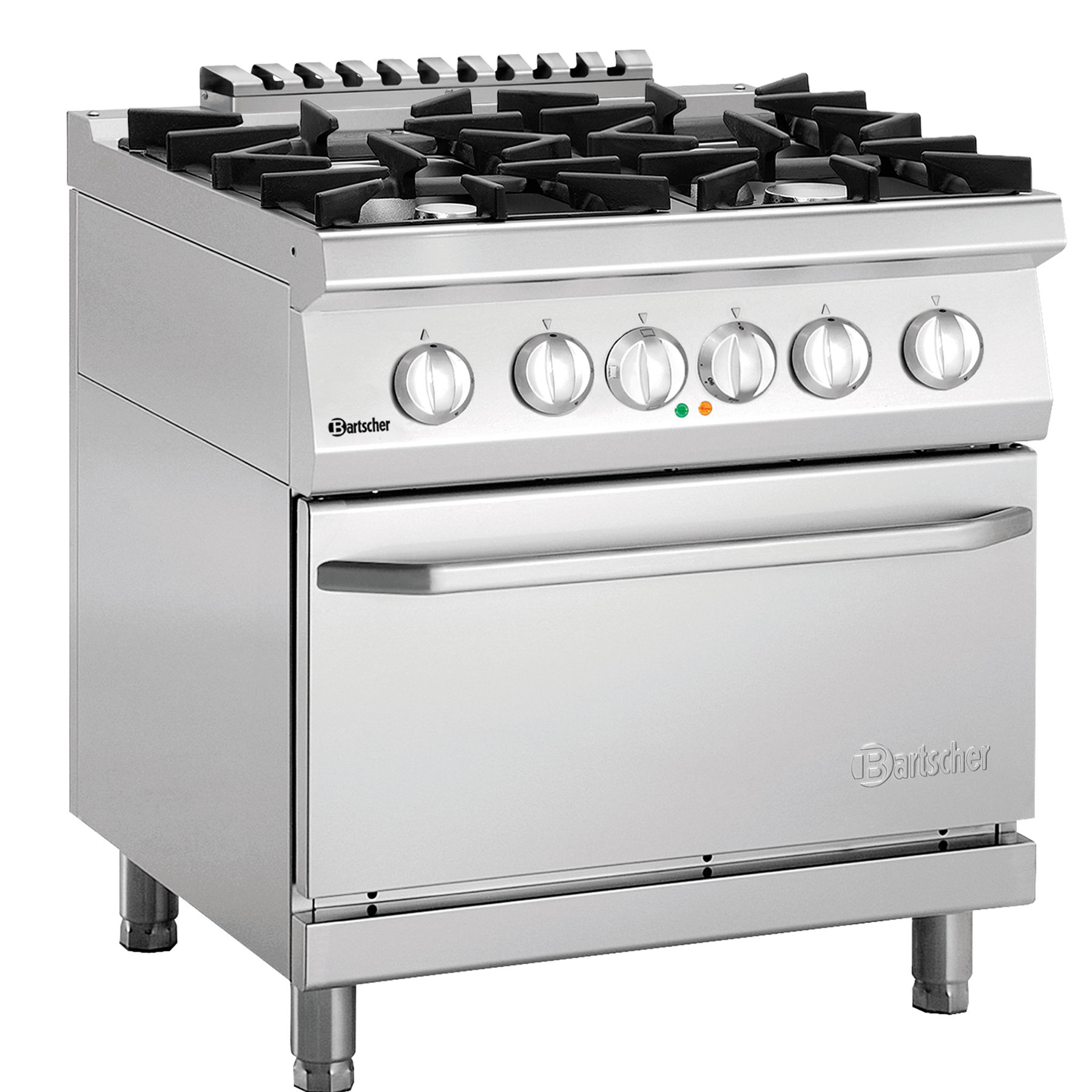 Gasfornuis met elektrische oven 400V - Oven met boven/onderwarmte - 4 pits