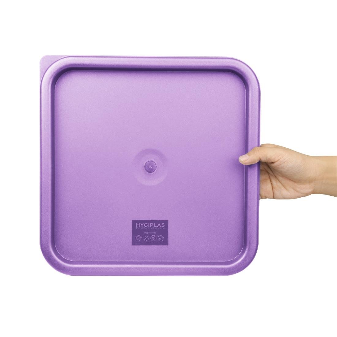 Grand couvercle carré pour boîte alimentaire Hygiplas violet