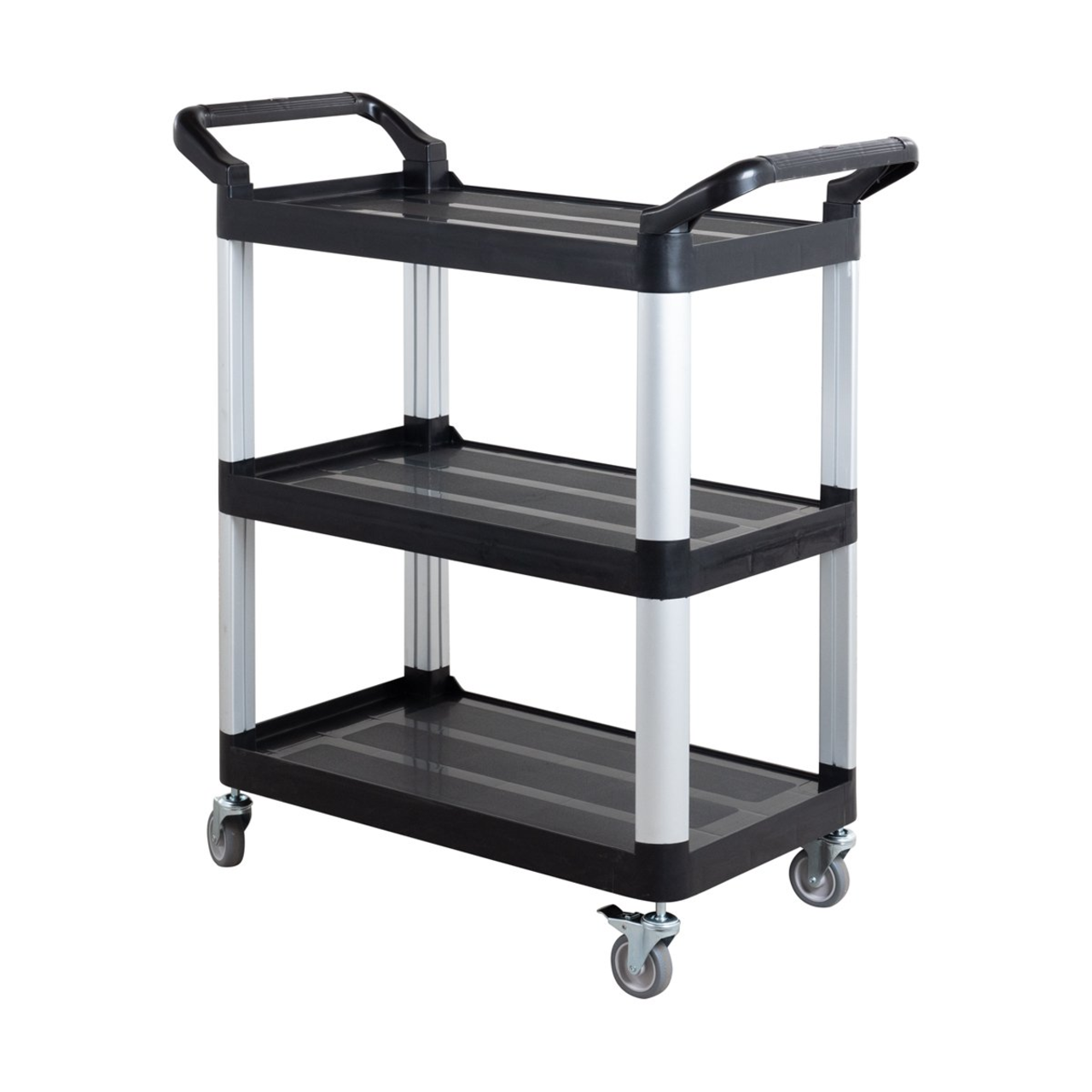 Chariot de service en polypropylène petit format avec roulettes, 3 niveaux, 87 x 43 x 94 cm