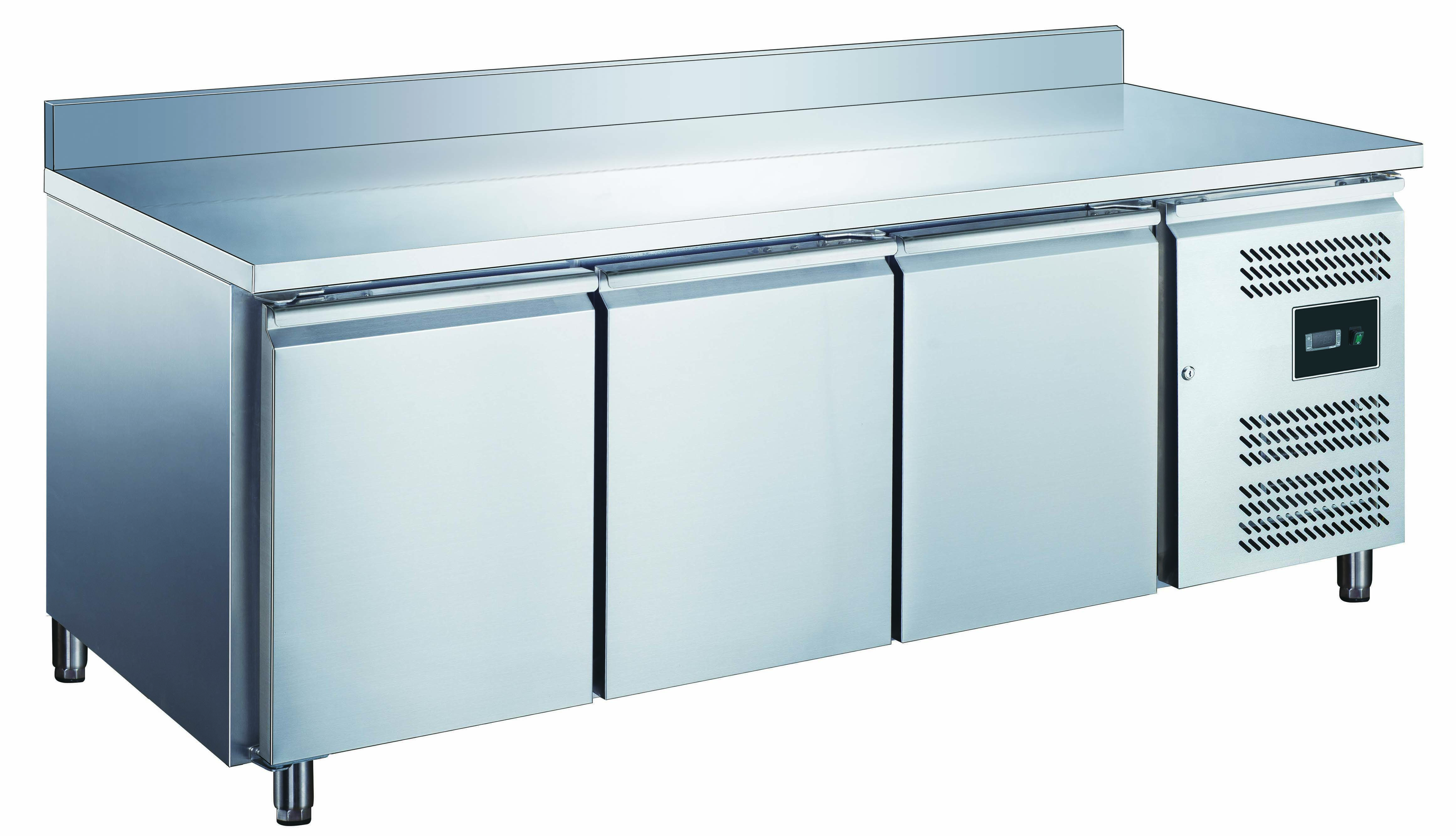 Table réfrigérée avec 3 portes et dosseret, modèle EGN 3200 TN